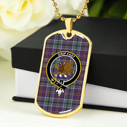 ScottishPlaid Leslie of the Hebrides Weathered Clan Tartan Dog Tag Necklace - Crest Classic Scottish Plaid Tartan Plaid