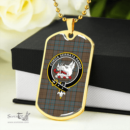 ScottishPlaid Lockhart Weathered Clan Tartan Dog Tag Necklace - Crest Classic Scottish Plaid Tartan Plaid