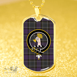 ScottishPlaid Lennie Weathered Clan Tartan Dog Tag Necklace - Crest Classic Scottish Plaid Tartan Plaid
