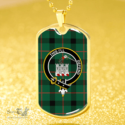 ScottishPlaid Kincaid Modern Clan Tartan Dog Tag Necklace - Crest Classic Scottish Plaid Tartan Plaid