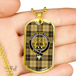 ScottishPlaid Johnstone Orange/Black (Johnson Orange/Black) Clan Tartan Dog Tag Necklace - Crest Classic Scottish Plaid Tartan Plaid