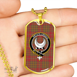 ScottishPlaid Leask Weathered Clan Tartan Dog Tag Necklace - Crest Classic Scottish Plaid Tartan Plaid