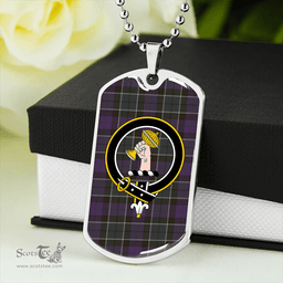 ScottishPlaid Lennie Weathered Clan Tartan Dog Tag Necklace - Crest Classic Scottish Plaid Tartan Plaid