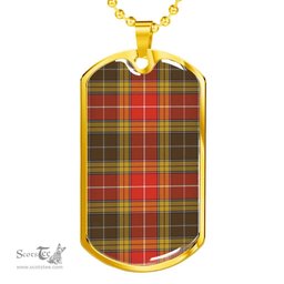 Scottish Buchanan Old Set Weathered Clan Tartan Dog Tag Necklace - Classic Scottish Plaid Tartan Plaid