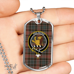 ScottishPlaid Newlands (Walker Newlands) Weathered Clan Tartan Dog Tag Necklace - Crest Classic Scottish Plaid Tartan Plaid