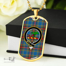 ScottishPlaid MacBeth # 2 Modern Clan Tartan Dog Tag Necklace - Crest Classic Scottish Plaid Tartan Plaid