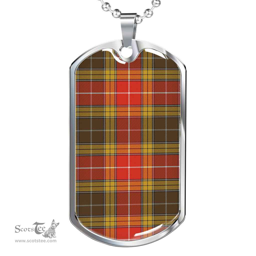 Scottish Buchanan Old Set Weathered Clan Tartan Dog Tag Necklace - Classic Scottish Plaid Tartan Plaid
