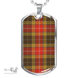 Scottish Buchanan Old Set Weathered Clan Tartan Dog Tag Necklace - Classic Scottish Plaid Tartan Plaid