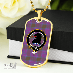 ScottishPlaid Phillips Ancient Clan Tartan Dog Tag Necklace - Crest Classic Scottish Plaid Tartan Plaid