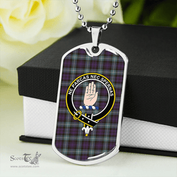 ScottishPlaid Lamont Weathered Clan Tartan Dog Tag Necklace - Crest Classic Scottish Plaid Tartan Plaid