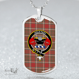 ScottishPlaid MacLeod of Gesto Weathered Clan Tartan Dog Tag Necklace - Crest Classic Scottish Plaid Tartan Plaid