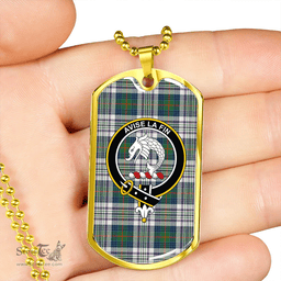 ScottishPlaid Kennedy Dress Ancient Clan Tartan Dog Tag Necklace - Crest Classic Scottish Plaid Tartan Plaid