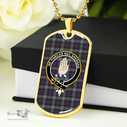 ScottishPlaid Lamont Weathered Clan Tartan Dog Tag Necklace - Crest Classic Scottish Plaid Tartan Plaid