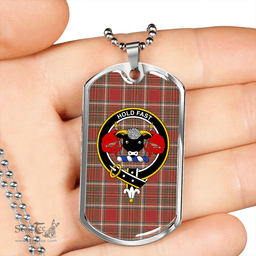 ScottishPlaid MacLeod of Gesto Weathered Clan Tartan Dog Tag Necklace - Crest Classic Scottish Plaid Tartan Plaid