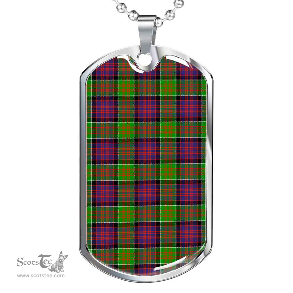 Scottish MacDonald of Clanranald Clan Tartan Dog Tag Necklace - Classic Scottish Plaid Tartan Plaid