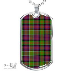 Scottish MacDonald of Clanranald Clan Tartan Dog Tag Necklace - Classic Scottish Plaid Tartan Plaid
