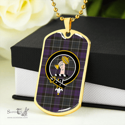 ScottishPlaid Lennie Weathered Clan Tartan Dog Tag Necklace - Crest Classic Scottish Plaid Tartan Plaid