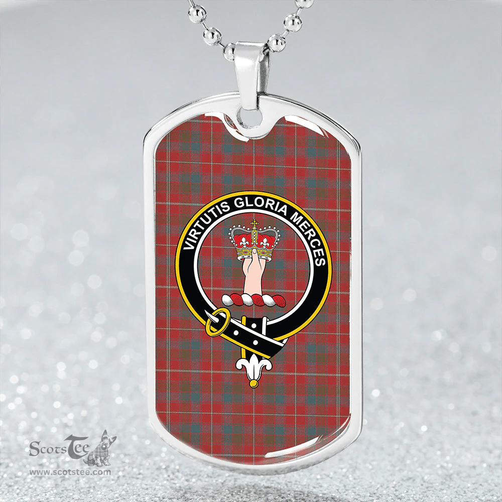 ScottishPlaid Robertson White line (Robertson New) Weathered Clan Tartan Dog Tag Necklace - Crest Classic Scottish Plaid Tartan Plaid
