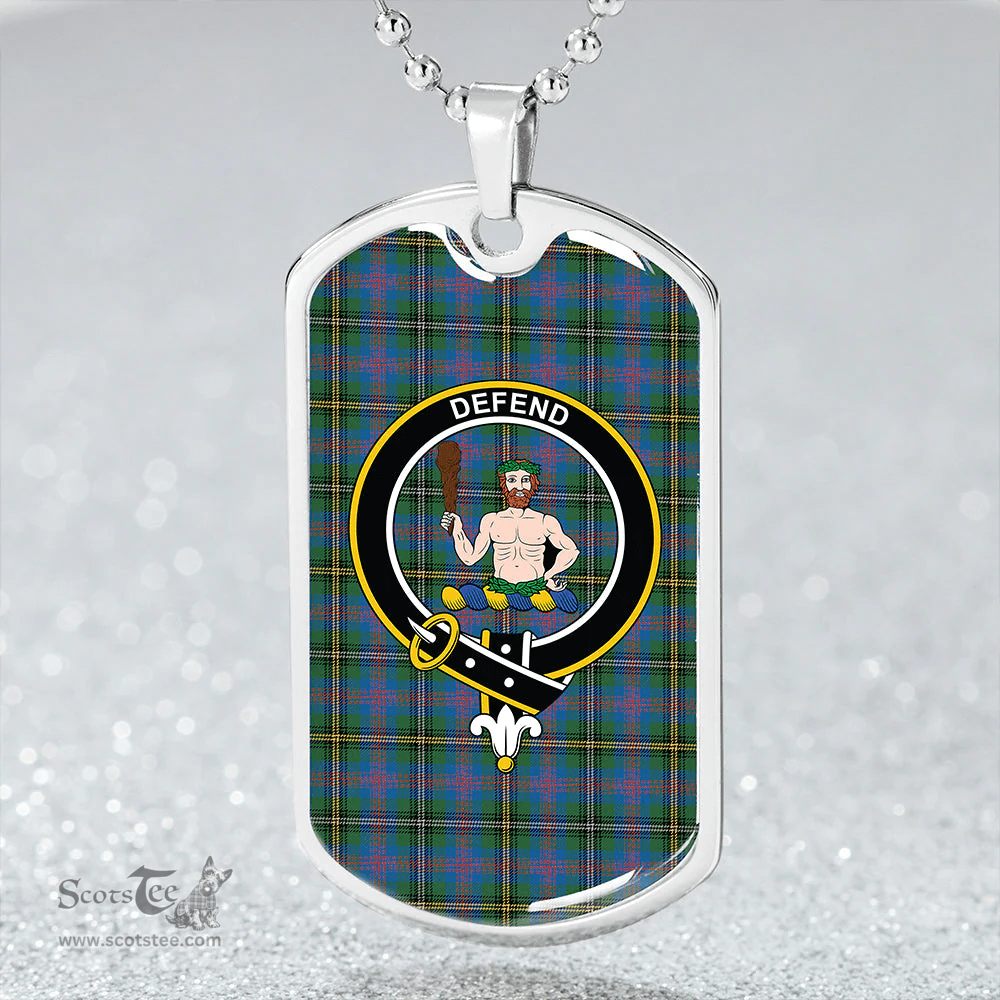 ScottishPlaid Wood Ancient Clan Tartan Dog Tag Necklace - Crest Classic Scottish Plaid Tartan Plaid