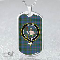 ScottishPlaid Wood Ancient Clan Tartan Dog Tag Necklace - Crest Classic Scottish Plaid Tartan Plaid