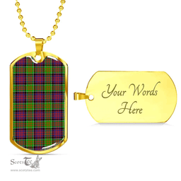 Scottish MacDonald of Clanranald Clan Tartan Dog Tag Necklace - Classic Scottish Plaid Tartan Plaid