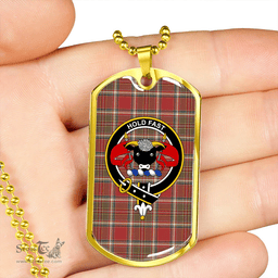 ScottishPlaid MacLeod of Gesto Weathered Clan Tartan Dog Tag Necklace - Crest Classic Scottish Plaid Tartan Plaid