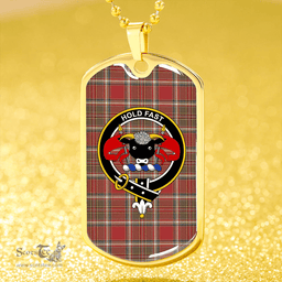 ScottishPlaid MacLeod of Gesto Weathered Clan Tartan Dog Tag Necklace - Crest Classic Scottish Plaid Tartan Plaid