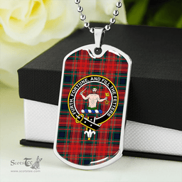 ScottishPlaid Murray of Atholl Red Dress (Murray of Atholl; Red Dress) Modern Clan Tartan Dog Tag Necklace - Crest Classic Scottish Plaid Tartan Plaid