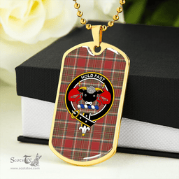 ScottishPlaid MacLeod of Gesto Weathered Clan Tartan Dog Tag Necklace - Crest Classic Scottish Plaid Tartan Plaid