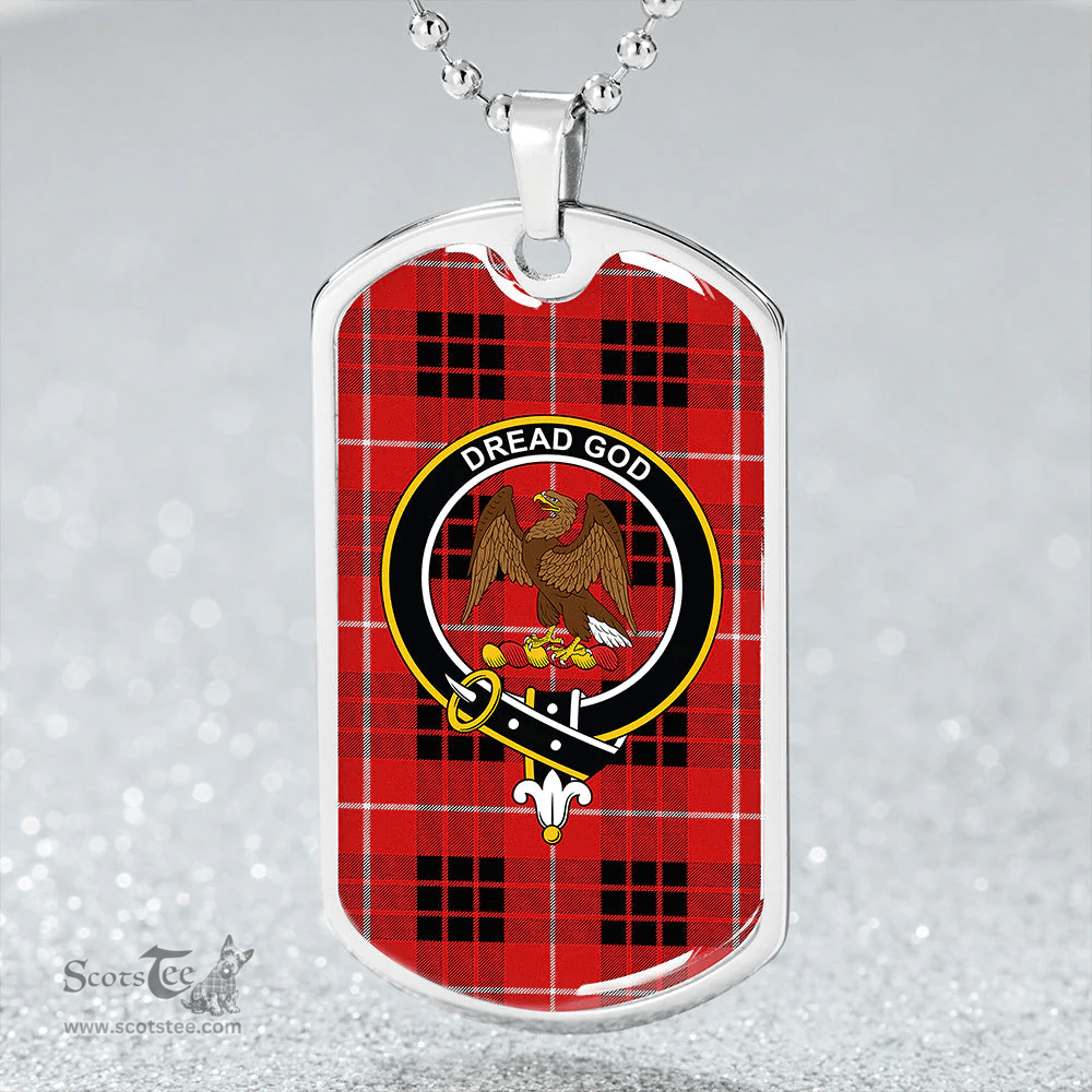 ScottishPlaid Munro Black & Red Modern Clan Tartan Dog Tag Necklace - Crest Classic Scottish Plaid Tartan Plaid