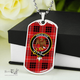 ScottishPlaid Munro Black & Red Modern Clan Tartan Dog Tag Necklace - Crest Classic Scottish Plaid Tartan Plaid