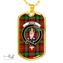 Scottish Boyd Clan Tartan Dog Tag Necklace - Crest Classic Scottish Plaid Tartan Plaid