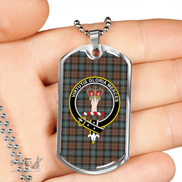 ScottishPlaid Robertson Hunting Weathered Clan Tartan Dog Tag Necklace - Crest Classic Scottish Plaid Tartan Plaid