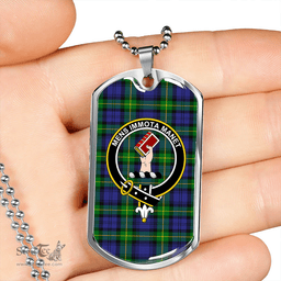 ScottishPlaid Meldrum Clan Tartan Dog Tag Necklace - Crest Classic Scottish Plaid Tartan Plaid