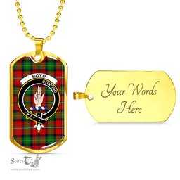 Scottish Boyd Clan Tartan Dog Tag Necklace - Crest Classic Scottish Plaid Tartan Plaid