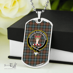 ScottishPlaid Robertson Hunting Weathered Clan Tartan Dog Tag Necklace - Crest Classic Scottish Plaid Tartan Plaid