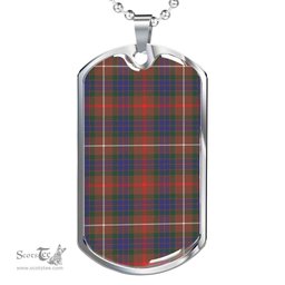Scottish Fraser Hunting Modern Clan Tartan Dog Tag Necklace - Classic Scottish Plaid Tartan Plaid