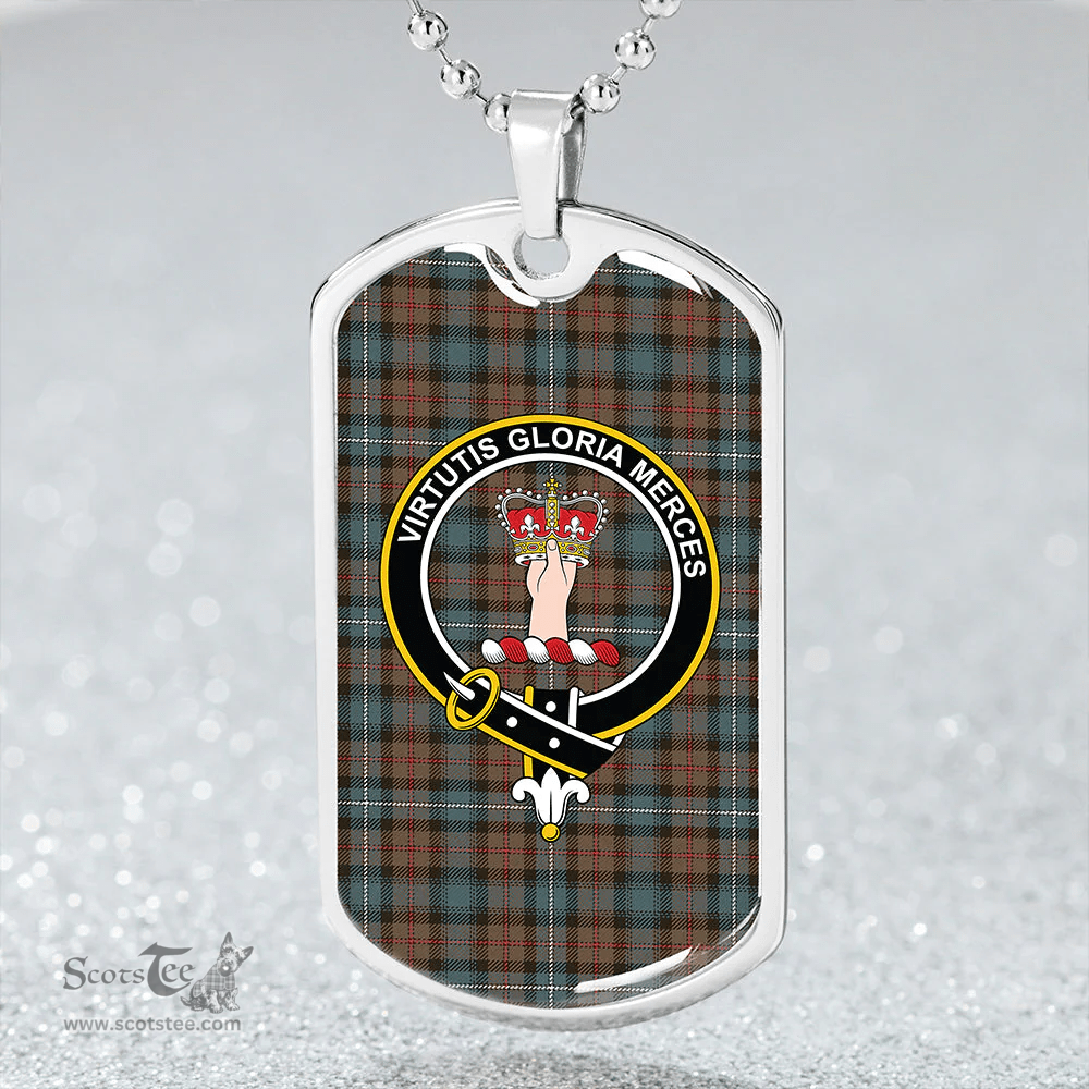 ScottishPlaid Robertson Hunting Weathered Clan Tartan Dog Tag Necklace - Crest Classic Scottish Plaid Tartan Plaid