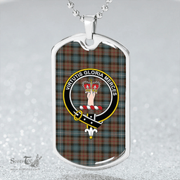 ScottishPlaid Robertson Hunting Weathered Clan Tartan Dog Tag Necklace - Crest Classic Scottish Plaid Tartan Plaid