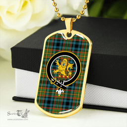 ScottishPlaid MacLeish Ancient Clan Tartan Dog Tag Necklace - Crest Classic Scottish Plaid Tartan Plaid
