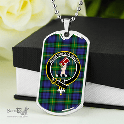 ScottishPlaid Meldrum Clan Tartan Dog Tag Necklace - Crest Classic Scottish Plaid Tartan Plaid