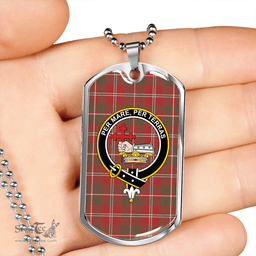 ScottishPlaid MacDonald of Glenaladale (Donald of Glenaladale) 2006 Weathered Clan Tartan Dog Tag Necklace - Crest Classic Scottish Plaid Tartan Plaid
