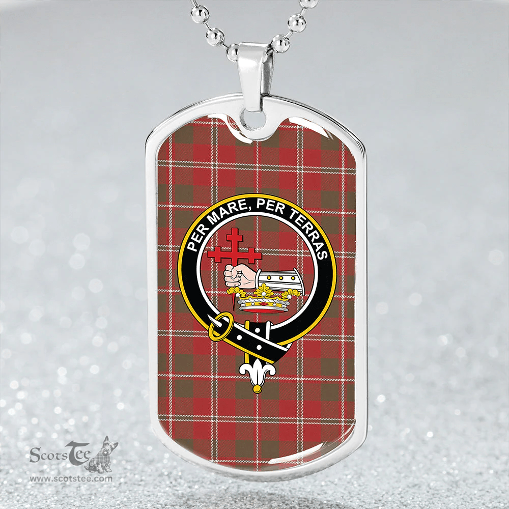 ScottishPlaid MacDonald of Glenaladale (Donald of Glenaladale) 2006 Weathered Clan Tartan Dog Tag Necklace - Crest Classic Scottish Plaid Tartan Plaid