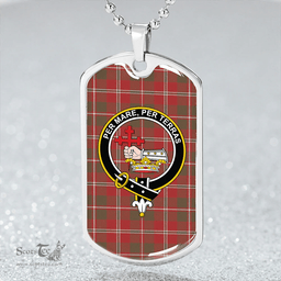 ScottishPlaid MacDonald of Glenaladale (Donald of Glenaladale) 2006 Weathered Clan Tartan Dog Tag Necklace - Crest Classic Scottish Plaid Tartan Plaid