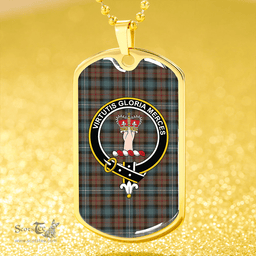 ScottishPlaid Robertson Hunting Weathered Clan Tartan Dog Tag Necklace - Crest Classic Scottish Plaid Tartan Plaid