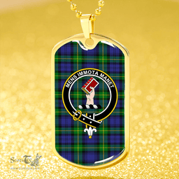 ScottishPlaid Meldrum Clan Tartan Dog Tag Necklace - Crest Classic Scottish Plaid Tartan Plaid