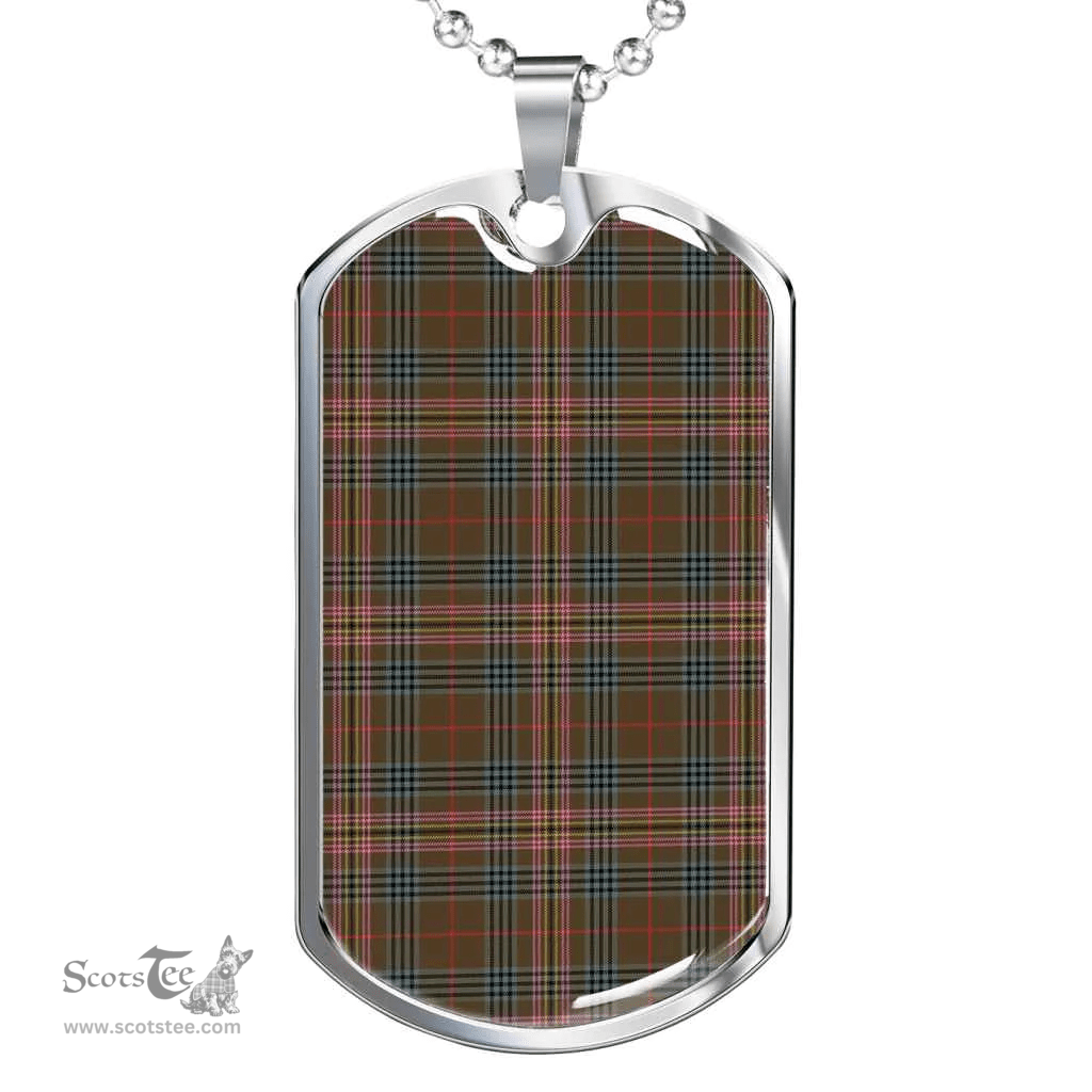 Scottish Kennedy Weathered Clan Tartan Dog Tag Necklace - Classic Scottish Plaid Tartan Plaid