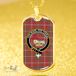 ScottishPlaid MacDonald of Glenaladale (Donald of Glenaladale) 2006 Weathered Clan Tartan Dog Tag Necklace - Crest Classic Scottish Plaid Tartan Plaid