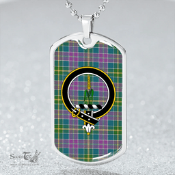 ScottishPlaid Yule Ancient Clan Tartan Dog Tag Necklace - Crest Classic Scottish Plaid Tartan Plaid