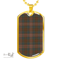 Scottish Kennedy Weathered Clan Tartan Dog Tag Necklace - Classic Scottish Plaid Tartan Plaid